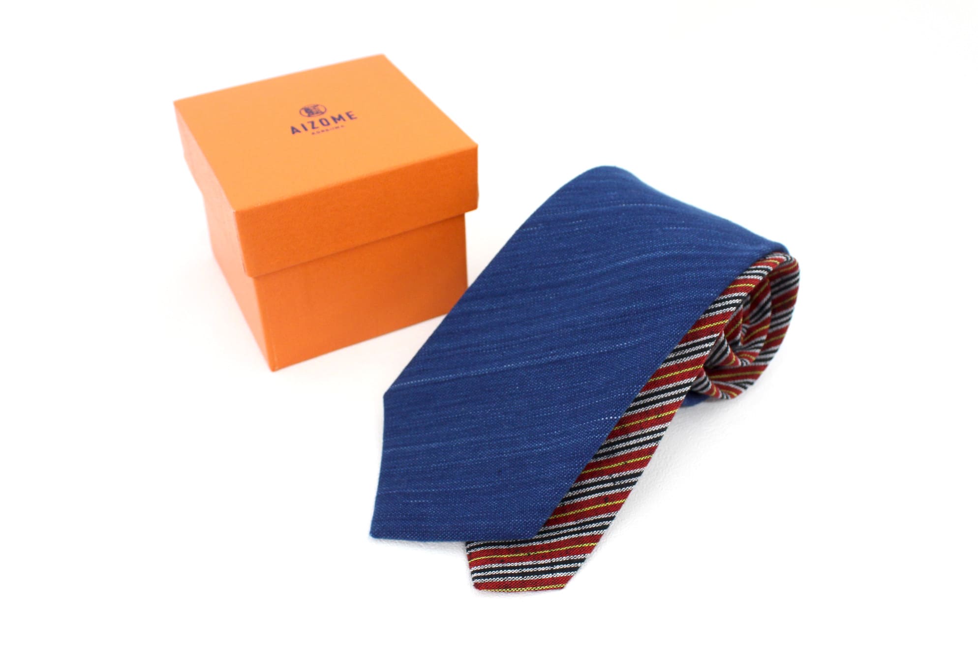 日本の織物ネクタイ 藍染 三河木綿