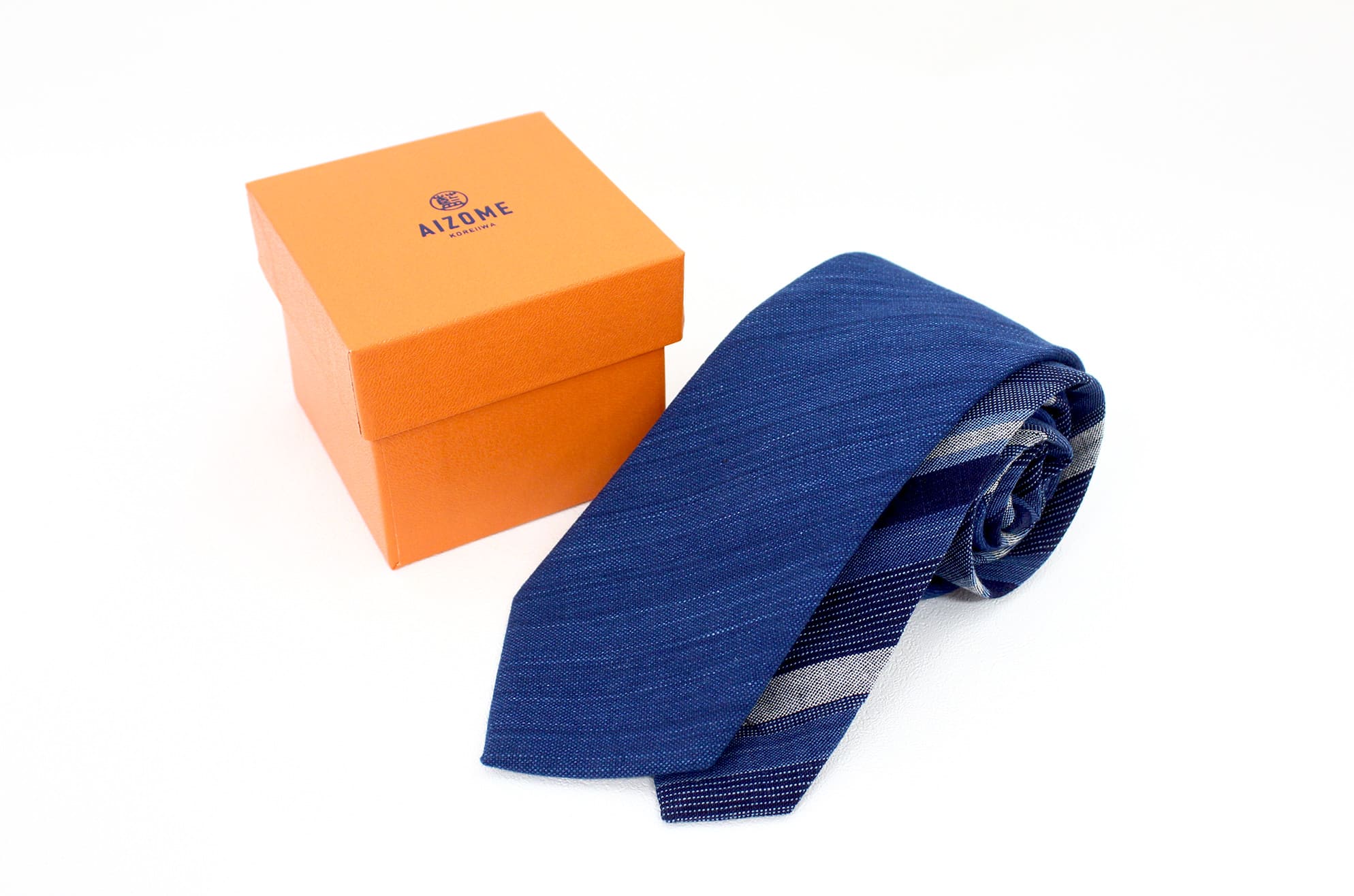 日本の織物ネクタイ 藍染 松坂もめん