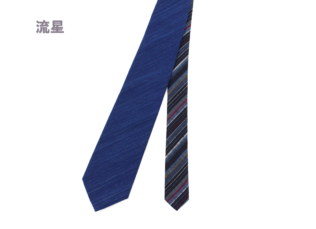 日本の織物ネクタイ 藍染 遠州綿紬