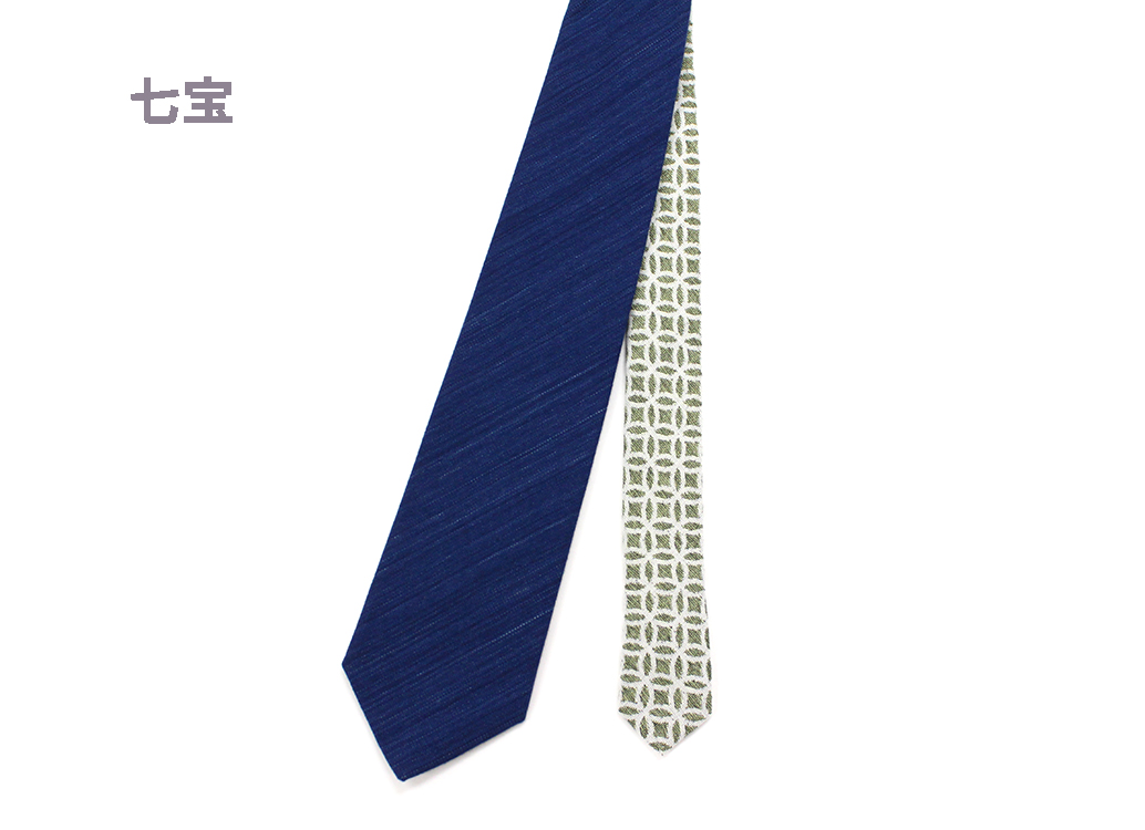 日本の織物ネクタイ 藍染 米沢織